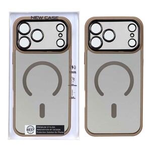 قاب شفاف دودی MagSafe دور رنگی محافظ لنزدار Apple iPhone 17 Pro - صحرایی (پک دار)