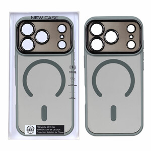 قاب شفاف دودی MagSafe دور رنگی محافظ لنزدار Apple iPhone 17 Pro - طوسی (پک دار)
