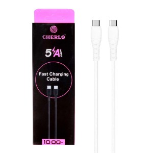 کابل شارژ فست CHERLO Type-C to Type-C مدل TC-TC02 - سفید - SMO