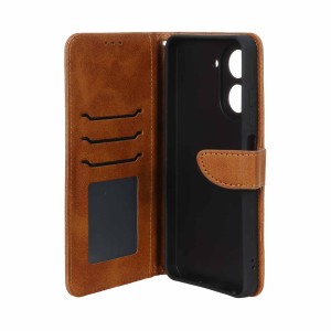 کیف چرمی موبایل مگنتی محافظ لنزدار Xiaomi Redmi A5 / Poco C71 - عسلی