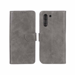 کیف چرمی موبایل مگنتی محافظ لنزدار Samsung Galaxy S21 FE - خاکستری