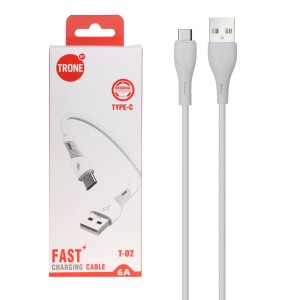 کابل شارژ فست Trone Type-C مدل T-02- سفید - DST (گارانتی شش ماهه)