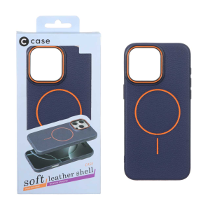 قاب اورجینال C Case طرح چرم MagSafe مدل Apple iPhone 15 Pro Max - سرمه ای (پک دار)