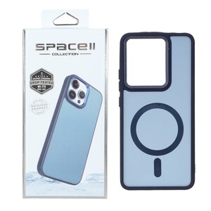 قاب Space مات لنز کربن طرح مگ سیف Xiaomi Redmi Note 13 4G - سرمه ای (پک دار)