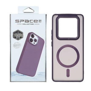 قاب Space مات لنز کربن طرح مگ سیف Xiaomi Redmi Note 14 Pro 4G - بنفش (پک دار)