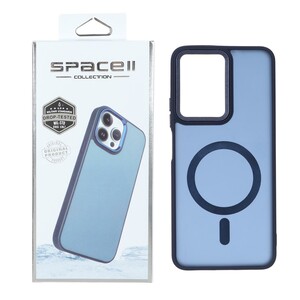 قاب Space مات لنز کربن طرح مگ سیف Xiaomi Redmi Note 12 4G - سرمه ای (پک دار)