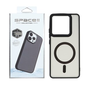 قاب Space مات لنز کربن طرح مگ سیف Xiaomi Redmi Note 14 4G - مشکی (پک دار)