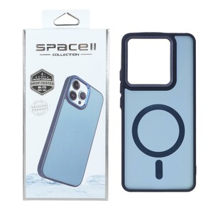 قاب Space مات لنز کربن طرح مگ سیف Xiaomi Redmi Note 14 4G - سرمه ای (پک دار)