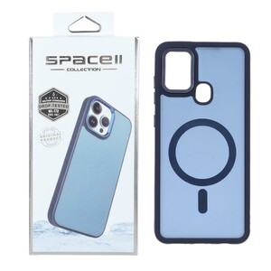 قاب Space مات لنز کربن طرح مگ سیف Samsung Galaxy A21s - سرمه ای (پک دار)