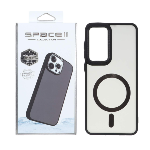 قاب Space مات لنز کربن طرح مگ سیف Samsung Galaxy S25 FE - مشکی (پک دار)