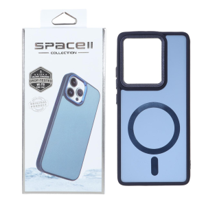 قاب Space مات لنز کربن طرح مگ سیف Xiaomi Redmi Note 14S / Note 13 Pro 4G / Poco M6 Pro 4G - سرمه ای (پک دار)