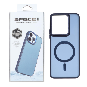 قاب Space مات لنز کربن طرح مگ سیف Xiaomi Redmi 13X / Redmi 13 4G / Poco M6 4G - سرمه ای (پک دار)
