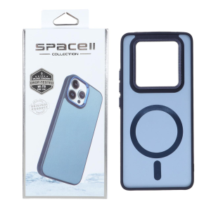 قاب Space مات لنز کربن طرح مگ سیف Xiaomi Redmi Note 14 Pro 4G - سرمه ای (پک دار)
