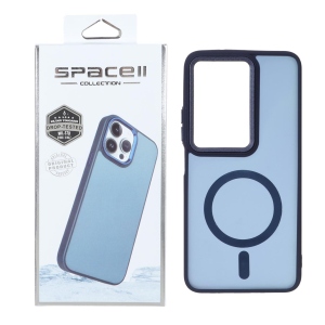 قاب Space مات لنز کربن طرح مگ سیف Xiaomi Redmi 15 4G - سرمه ای (پک دار)