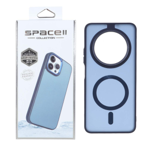 قاب Space مات لنز کربن طرح مگ سیف Xiaomi Redmi 14C / Redmi A4 / Poco C75 - سرمه ای (پک دار)