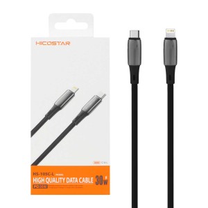 کابل شارژ فست و Hicostar Type-C to Lightning PD مدل HS-105C-L 30W - مشکی