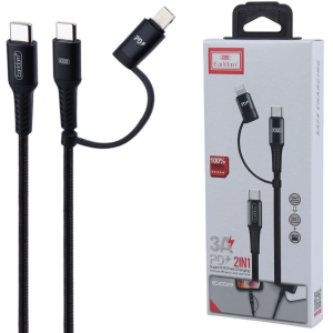 کابل شارژ 2 کاره PD و فست Earldom Type-C to Type-C & Lightning مدل EC-icc019 - مشکی