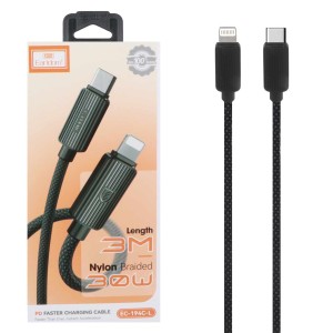 کابل شارژ 3 متری PD و فست Earldom Type-C To Lightning مدل EC-194C-L 30W - مشکی