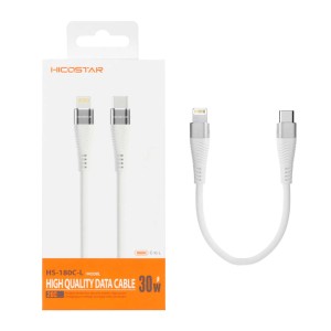 کابل شارژ پاوربانک فست و Hicostar Type-C to Lightning PD مدل HS-180C-L 30W - سفید