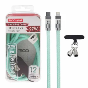 کابل شارژ 1.2 متری PD و فست TSCO Type-C To Lightning مدل TCPD 127 27W - سبز