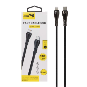 کابل شارژ 1.5 متری فست JBQ Type-C to Lightning مدل CB-12P1 - مشکی (گارانتی یکساله رصاصی)