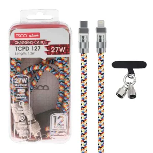 کابل شارژ 1.2 متری PD و فست TSCO Type-C To Lightning مدل TCPD 127 27W - چند رنگ