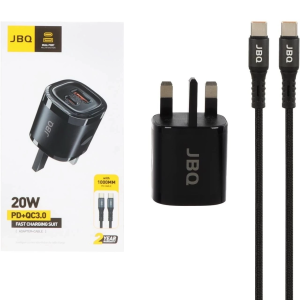 شارژر دیواری فست و PD دو پورت JBQ مدل WC-608B 20W همراه با کابل Type-C To Lightning - مشکی (گارانتی یکساله رصاصی)