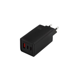 شارژر دیواری 65W فست و PD سه پورت Hatron مدل HWC3651PQ به همراه کابل شارژ Type-C - مشکی