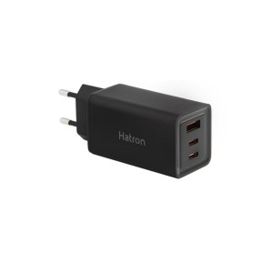 شارژر دیواری 65W فست و PD سه پورت Hatron مدل HWC3651PQ به همراه کابل شارژ Type-C - مشکی