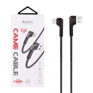 کابل شارژ و دیتا 1.2 متری فست کنفی Yesido Type-C مدل CA80C - مشکی (گارانتی 18 ماه تعویض نیکان همراه)