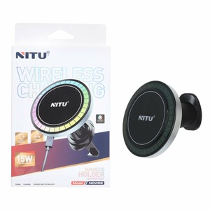 شارژر وایرلس و هولدر گوشی موبایل دریچه کولری Nitu مدل NCW02 - مشکی (گارانتی 18 ماه تعویض نیکان همراه)