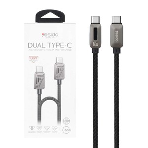 کابل شارژ و دیتا 1.2 متری فست کنفی Yesido Type-C To Type-C مدل CA198 60W - مشکی (گارانتی 18 ماه تعویض نیکان همراه)