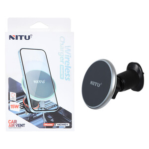 هولدر دریچه کولری و شارژر وایرلس گوشی موبایل Nitu مدل NCW01 - نقره ای (گارانتی 18 ماه تعویض نیکان همراه)