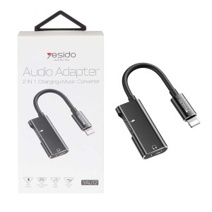 تبدیل 1 به 2 Yesido Lightning مدل YAU12 - مشکی (گارانتی 18 ماه تعویض نیکان همراه)
