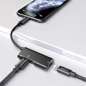 تبدیل 1 به 2 Yesido Lightning مدل YAU12 - مشکی (گارانتی 18 ماه تعویض نیکان همراه)