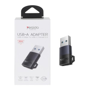 تبدیل  Yesido USB To Type-C  مدل GS34 18W - مشکی (گارانتی 18 ماه تعویض نیکان همراه)