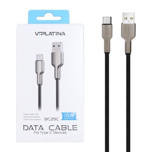 کابل شارژ فست VIPLATINA Type-C مدل BC29C 18W - مشکی (گارانتی 18 ماه تعویض نیکان همراه)