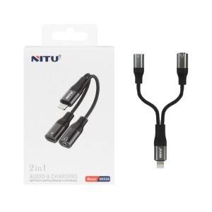 کابل تبدیل دو کاره NITU Lightning مدل NX024 - مشکی (گارانتی 18 ماه تعویض نیکان همراه)