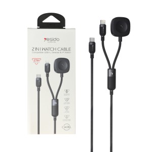 کابل شارژ 1.2 متری فست Type-C to Lightning و شارژر وایرلس Yesido مدل CA136L 27W - مشکی (گارانتی 18 ماه تعویض نیکان همراه)