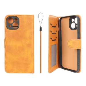کیف موبایل مگنتی درجه یک داخل خز MNC Plus مدل Apple iPhone 15 - عسلی