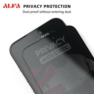 محافظ صفحه نمایش شیشه ای Full Cover ALFA Anti Static Privacy مدل Apple iPhone 17 / iPhone 16 Pro (بدون پک)