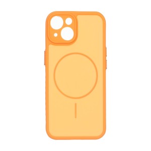 قاب Soft طرح مگ سیف محافظ لنزدار Apple iPhone 15 - نارنجی