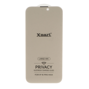 محافظ صفحه نمایش شیشه ای بدون حاشیه توری دار Xmart Privacy 3D Large Arc مدل Apple iPhone 16 Pro Max