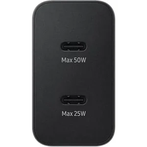 شارژر دیواری سه پین فست و PD تک پورت SAMSUNG Type-C مدل EP-T5020 50W به همراه کابل شارژ Type-C - مشکی - اصلی - Low Standby مجهز به فناوری GAN-NFC (گارانتی 12 ماهه DST)