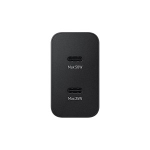 شارژر دیواری سه پین فست و PD تک پورت SAMSUNG Type-C مدل EP-T5020 50W به همراه کابل شارژ Type-C - مشکی - اصلی - Low Standby مجهز به فناوری GAN-NFC (گارانتی 12 ماهه DST)
