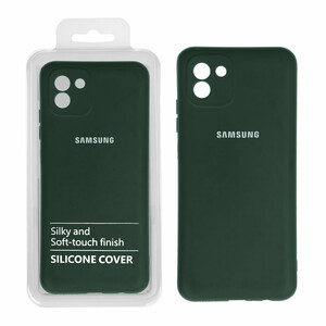 قاب نیو سیلیکون محافظ لنزدار RFF مدل Samsung A03 سبز تیره (پک دار)
