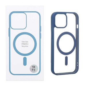 قاب شفاف Apple iPhone 15 / iPhone 14 / iPhone 13 با قابلیت شارژ MagSafe - سرمه ای (پک دار)