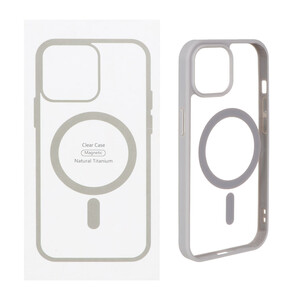 قاب شفاف Apple iPhone 15 / iPhone 14 / iPhone 13 با قابلیت شارژ MagSafe - طوسی (پک دار)