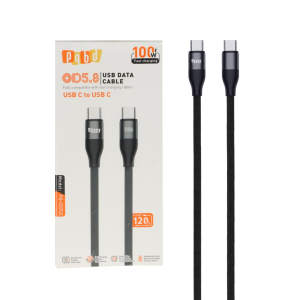 کابل شارژ فست 1.2 متری pqbd Type-C To Type-C مدل PQ-C07CC 100W - مشکی