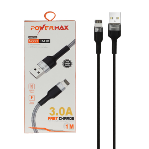 کابل شارژ فست آیفون Power Max مدل PM001 - مشکی طوسی